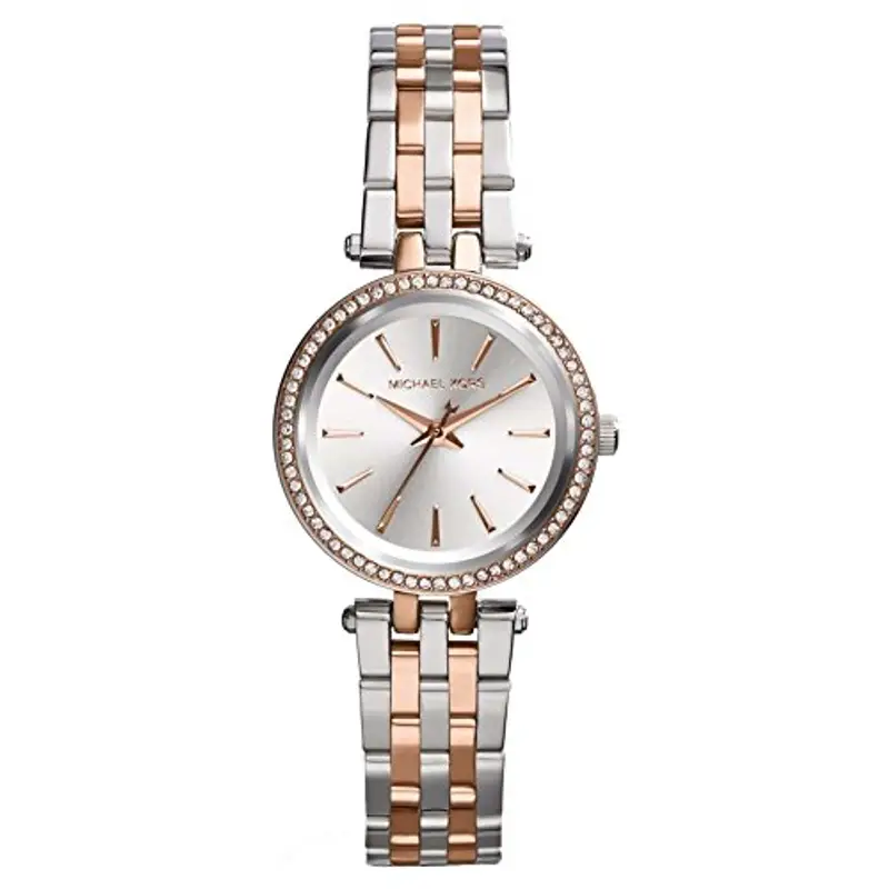 Michael Kors Petite Darci orologio al quarzo analogico con cinturino in acciaio inossidabile argento e oro rosa per donna MK3298