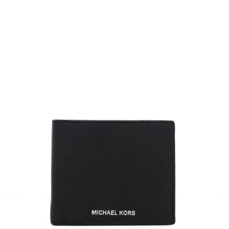 Michael Kors portafoglio a libro da uomo hudson in pelle martellata nera