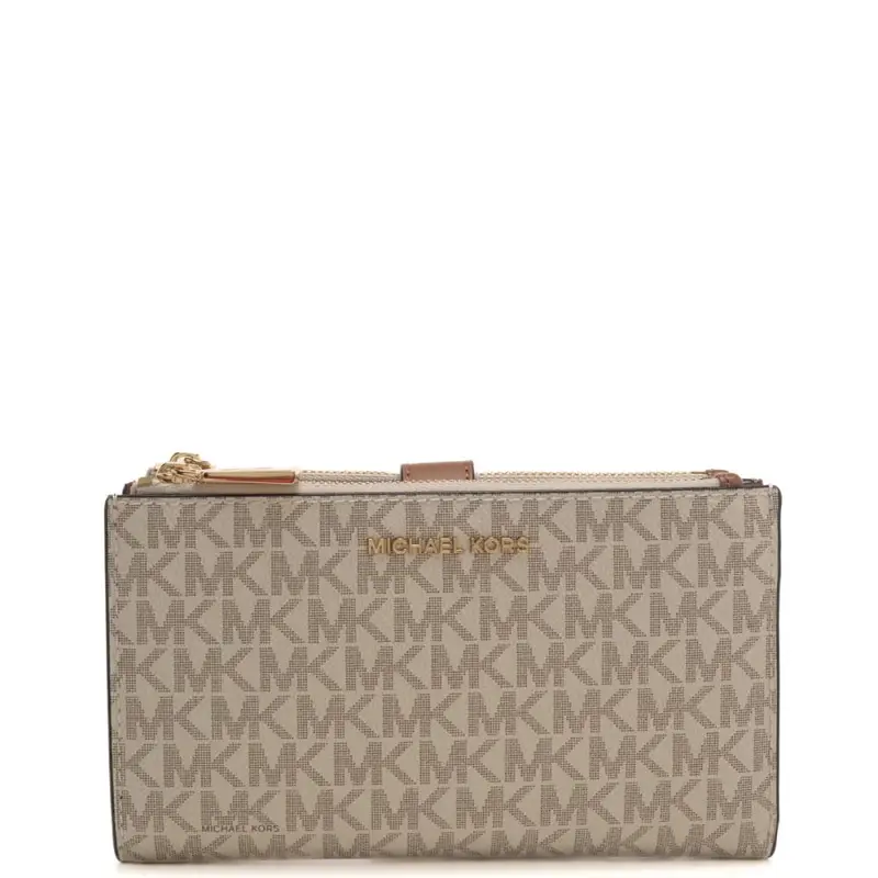 Michael Kors portafoglio da donna con logo pattern e logo lettering cuoio e avorio
