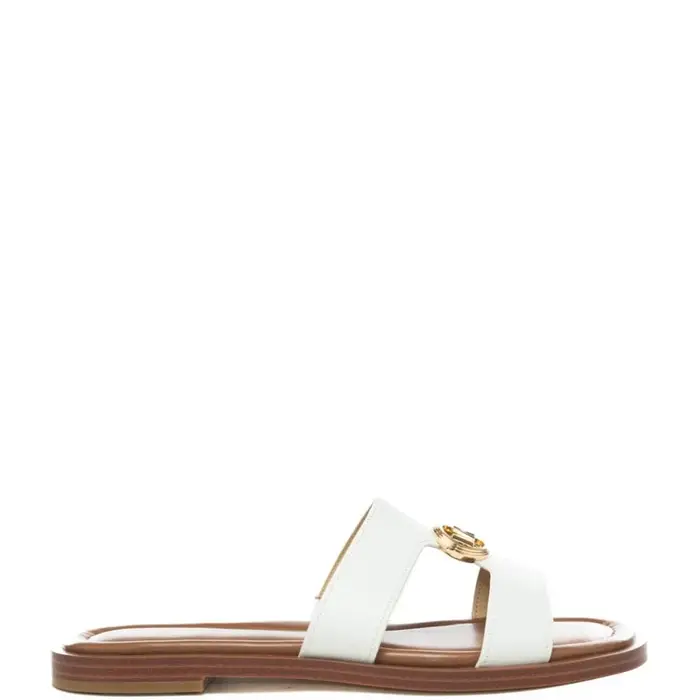 Michael Kors scarpe basse da donna erin flat con logo monogram in metallo sul davanti bianco