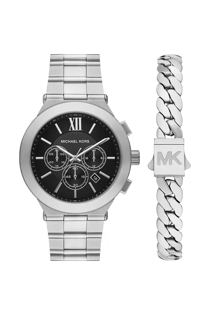 Michael Kors set orologio e braccialetto da uomo Billie Argento