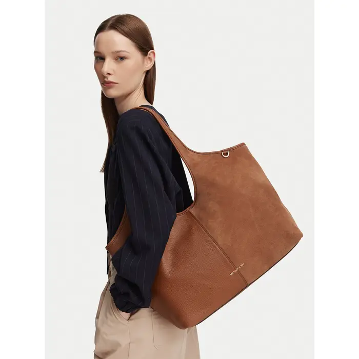 Michael Kors per donna 30T6G51T3S Borsa tote Henly grande in pelle e camoscio marrone (OSFA), Casual