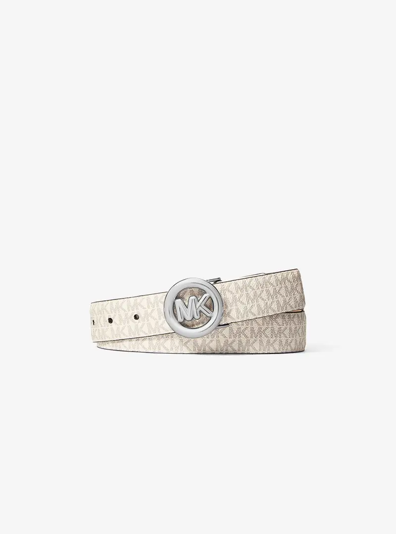MICHAEL Michael Kors Cintura in pelle con stampa logo e ciondolo MK Pop - Michael Kors Naturale
