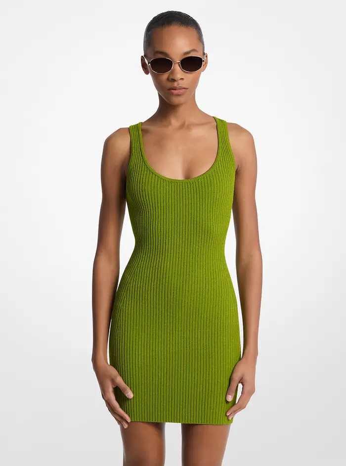 MICHAEL Michael Kors MK Abito a canotta in viscosa stretch a coste - Verde - Michael Kors