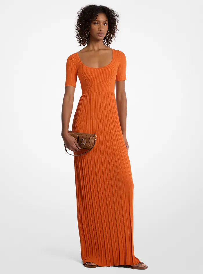 MICHAEL Michael Kors MK Abito longuette in maglia stretch a coste - Arancio - Michael Kors