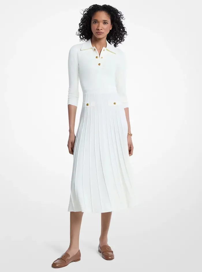MK Abito polo in maglia stretch - Naturale - Michael Kors