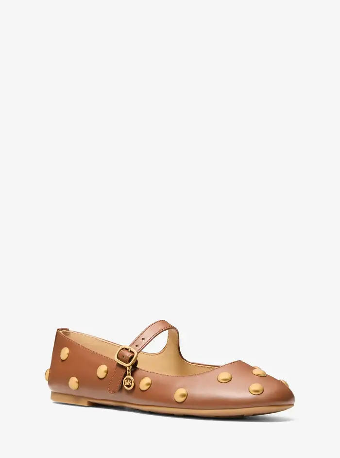 MK Ballerina Nellie Flex in pelle con borchie - Marrone - Michael Kors