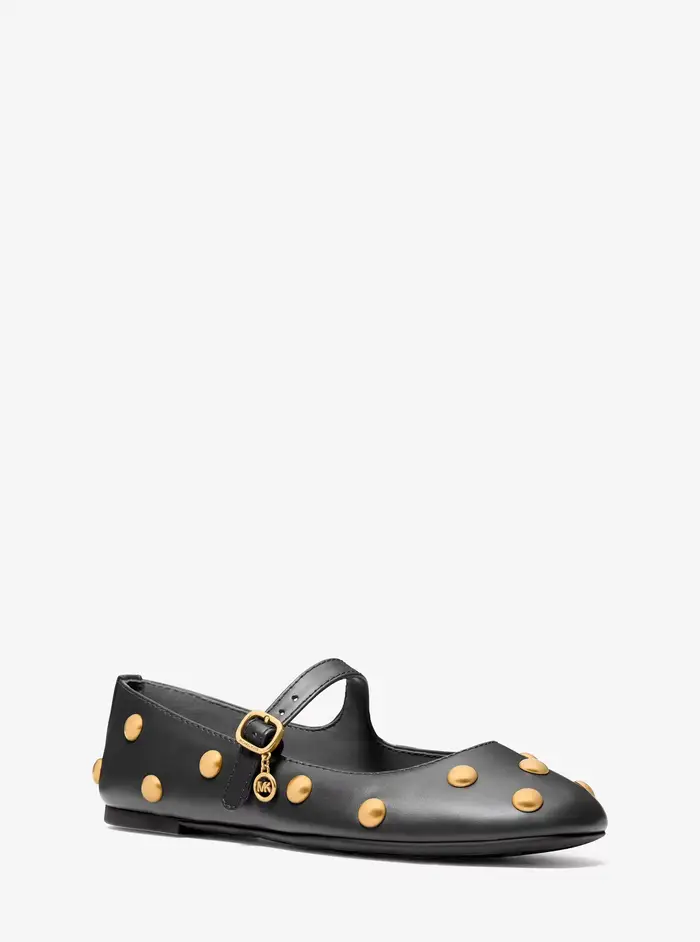 MK Ballerina Nellie Flex in pelle con borchie - Nero - Michael Kors