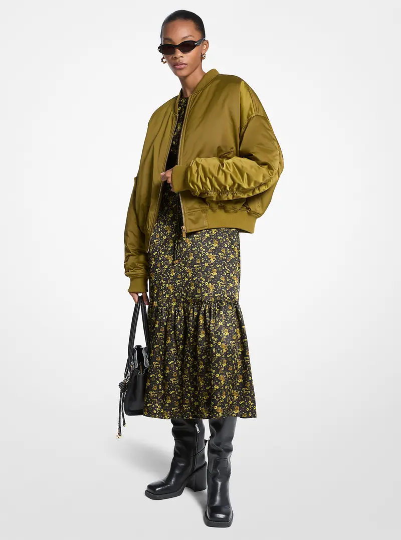 MICHAEL Michael Kors MK Bomber in raso ciré - Verde - Michael Kors