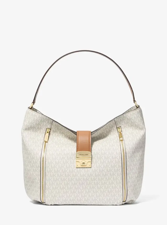 MICHAEL Michael Kors MK Borsa a spalla Addie grande con stampa logo - Naturale - Michael Kors
