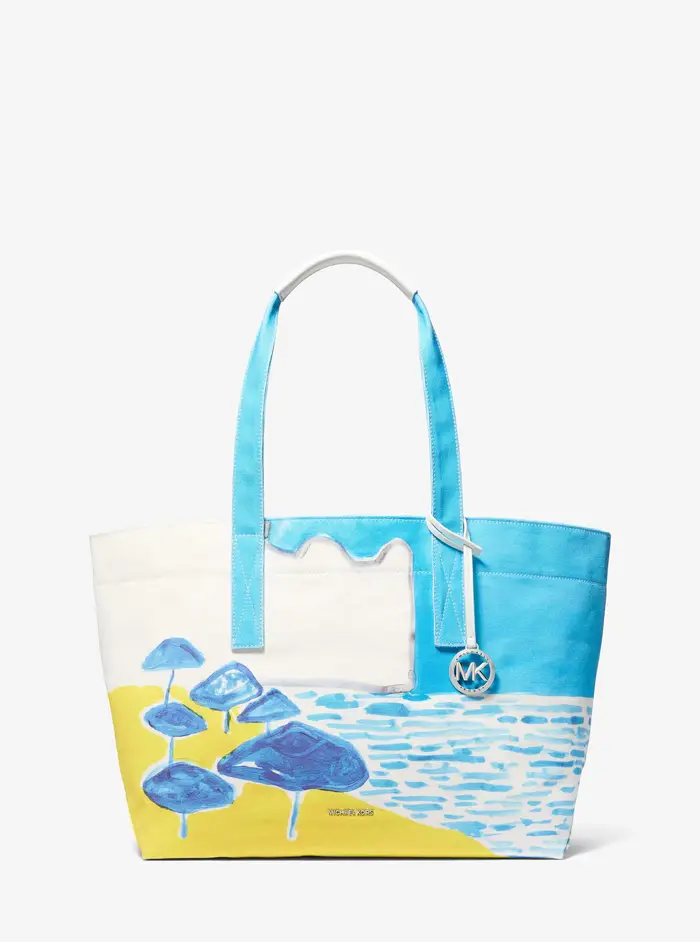 MICHAEL Michael Kors MK Borsa tote grande Michael Kors X Christina Zimpel in tela di cotone - Blu - Michael Kors