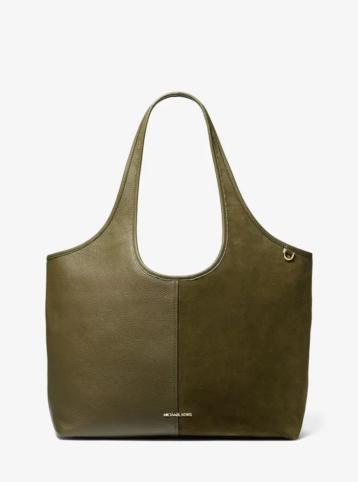 MK Borsa tote Henly grande in pelle e pelle scamosciata - Verde - Michael Kors