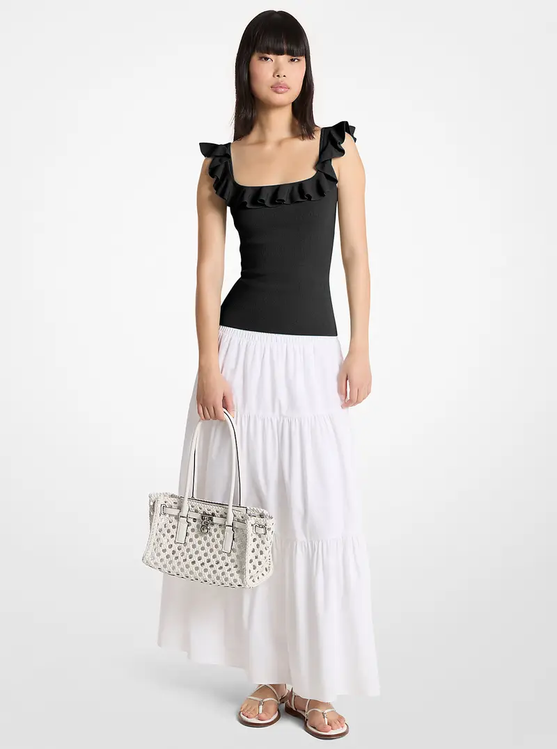 MICHAEL Michael Kors MK Canotta in viscosa stretch con ruches - Nero - Michael Kors