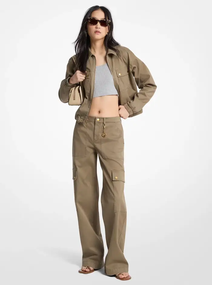 MK Pantalone cargo in cotone stretch - Verde - Michael Kors