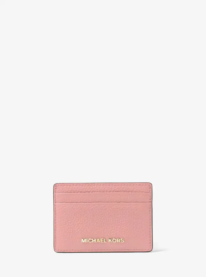 MK Porta carte di credito in pelle martellata - Rosa - Michael Kors