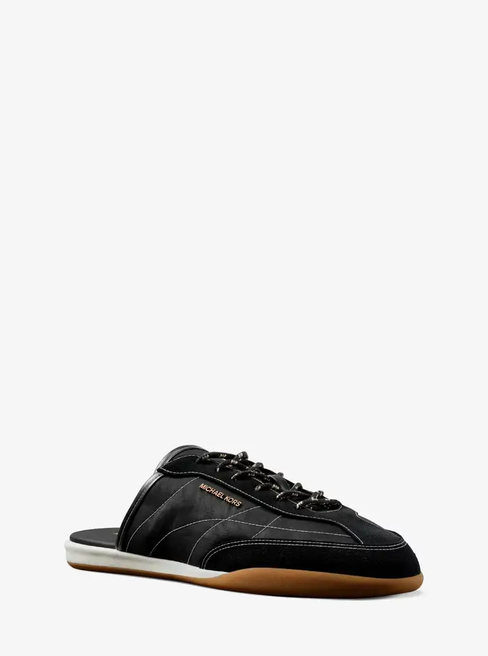 MK Sabot Nolan in nylon e pelle scamosciata - Nero - Michael Kors