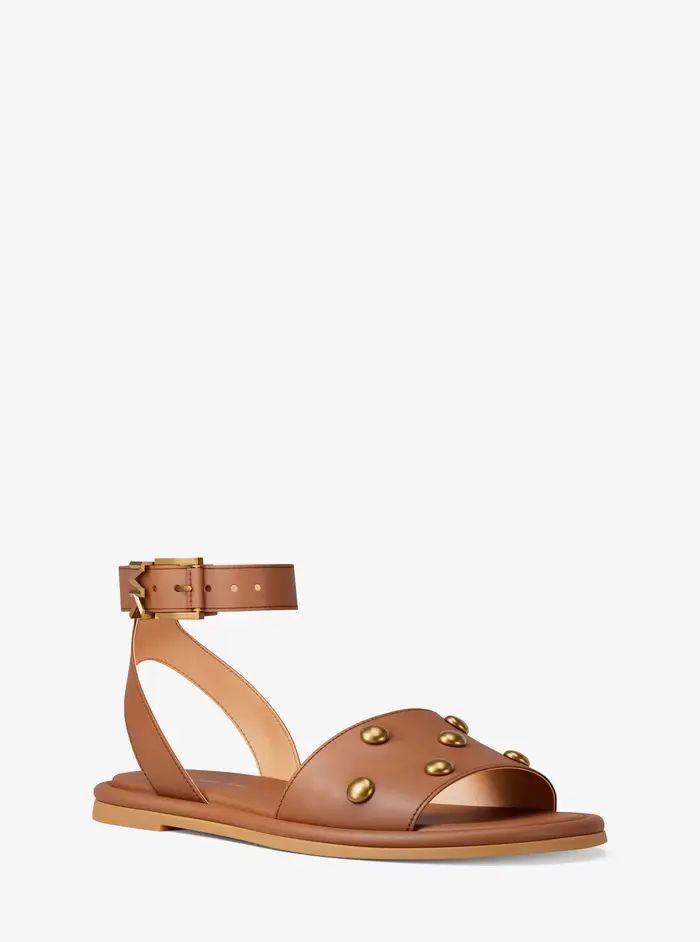 MK Sandalo Rosetta in pelle con borchie - Marrone - Michael Kors