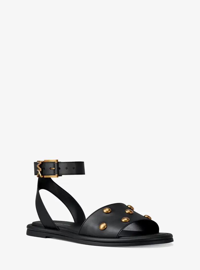 MK Sandalo Rosetta in pelle con borchie - Nero - Michael Kors