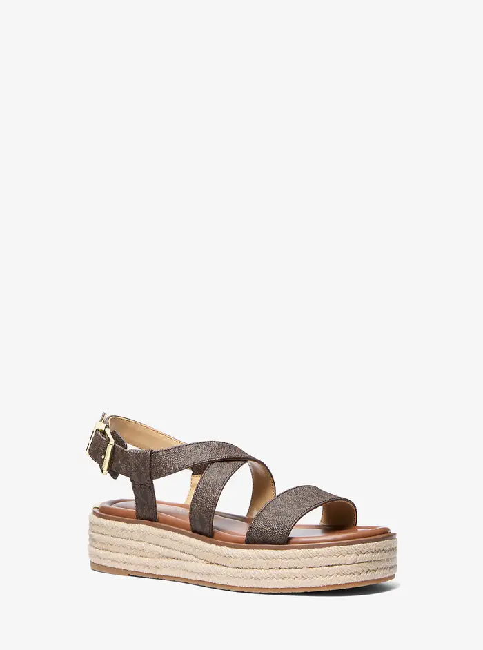 MICHAEL Michael Kors MK Sandalo stile espadrilla Lynn con logo e plateau - Marrone - Michael Kors