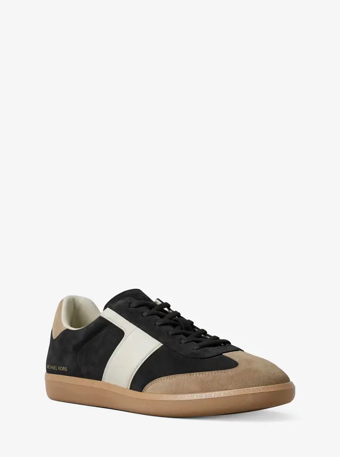 MK Sneaker Jovie in pelle scamosciata color block - Nero - Michael Kors