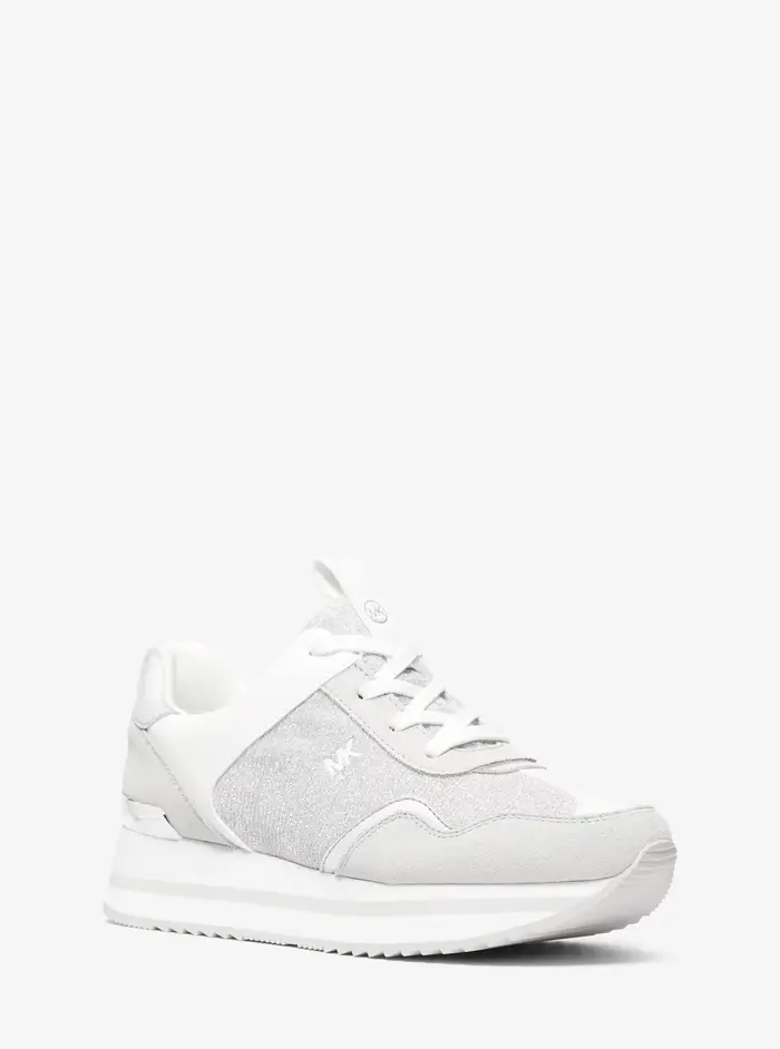 MICHAEL Michael Kors MK Sneaker Raina in mesh metallizzato glitterato con plateau - Argento - Michael Kors