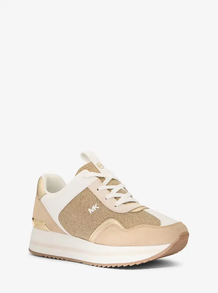 MICHAEL Michael Kors MK Sneaker Raina in mesh metallizzato glitterato con plateau - Oro - Michael Kors