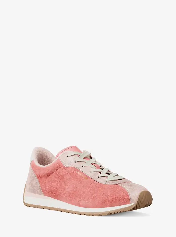 MK Sneaker Rhodes in pelle scamosciata color block - Rosa - Michael Kors