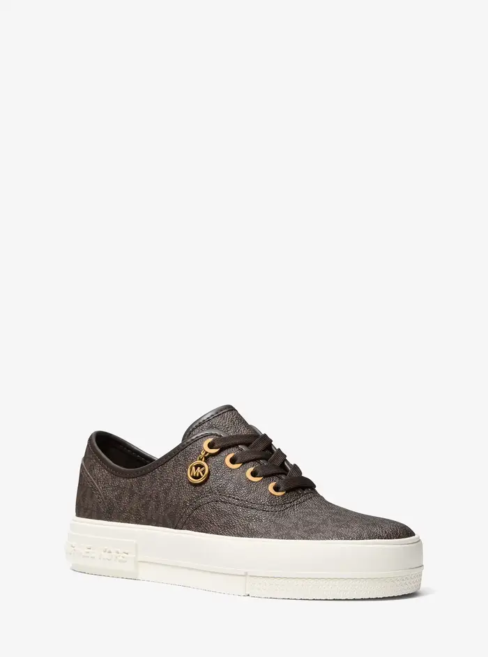 MICHAEL Michael Kors MK Sneaker stringata Lindsey con stampa logo - Marrone - Michael Kors