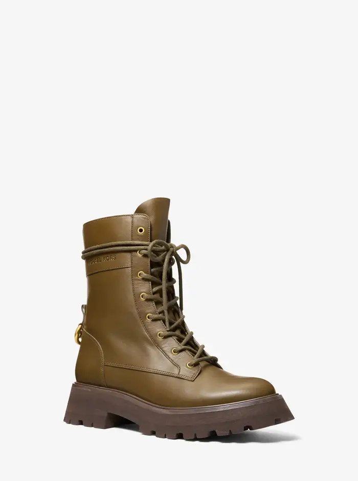 MICHAEL Michael Kors MK Stivale combat Caleb in pelle - Verde - Michael Kors