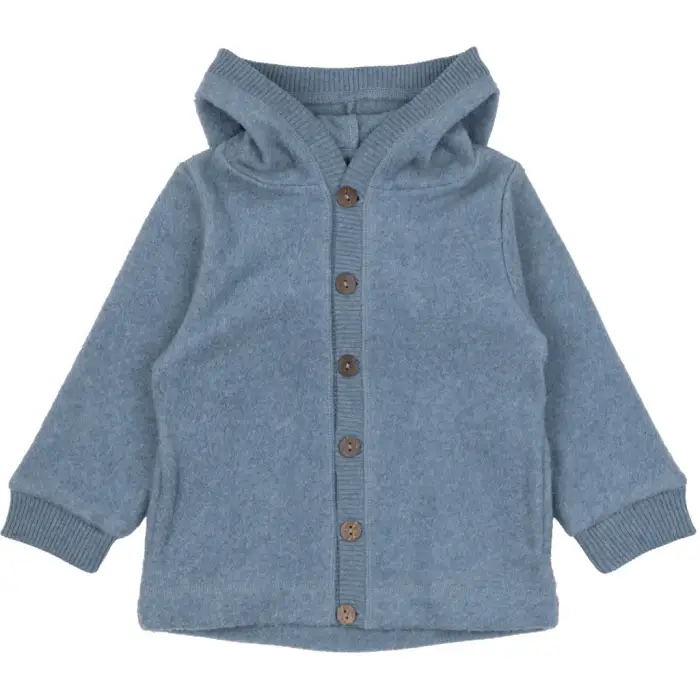 Cardigan in pile con cappuccio per bebé Mikk-Line Bleu