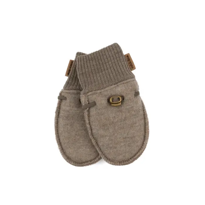 Mikk-Line Mitten in lana per bambini Marron