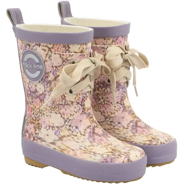 Stivali da pioggia stampati con lacci Mikk-Line Violet