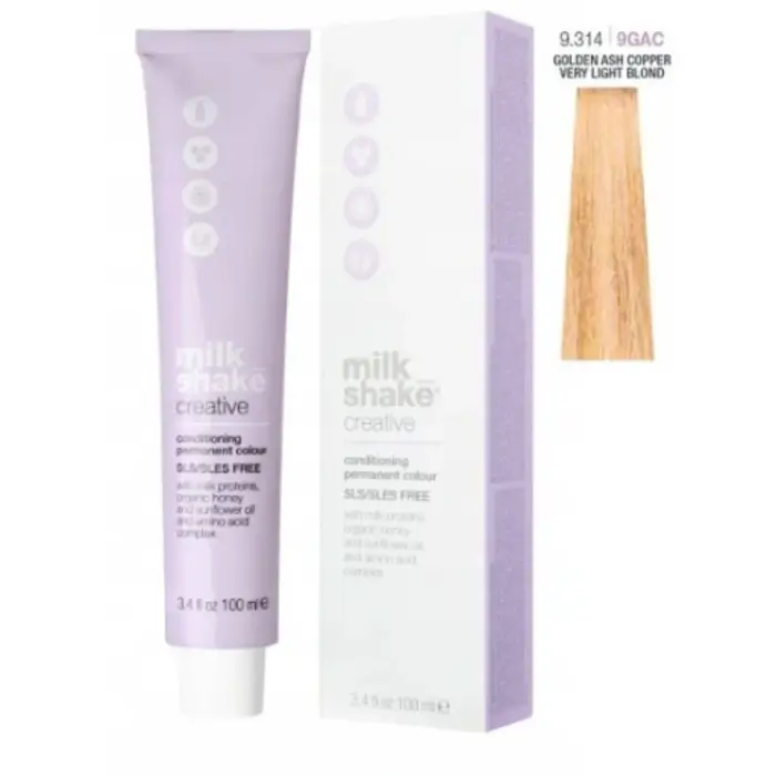 Milk Shake Creative - Tintura Capelli 100ml 9 314 | 9GAC || Biondo rame oro cenere molto luminoso
