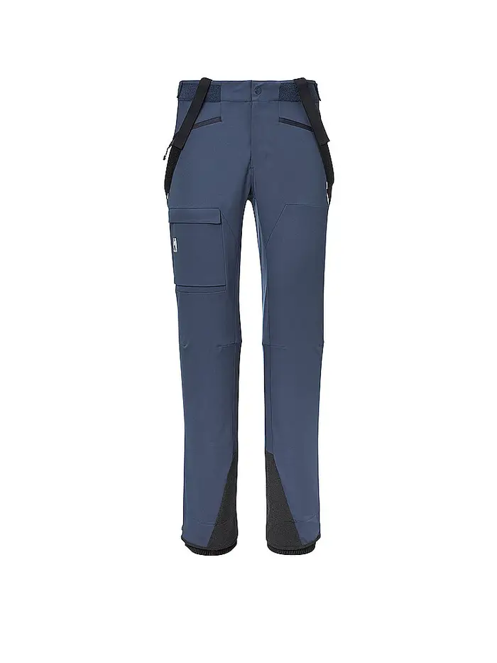Millet Pantaloni da uomo softshell da alpinismo Kamet Shield con bretelle blu