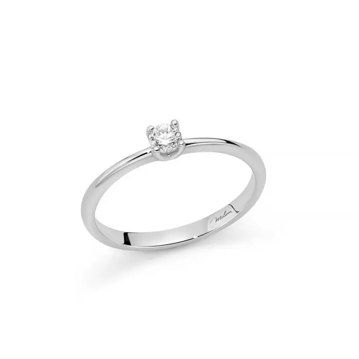 MILUNA Anello Solitario Con Diamante In Oro Bianco 750 E Design A Griffe Regolari