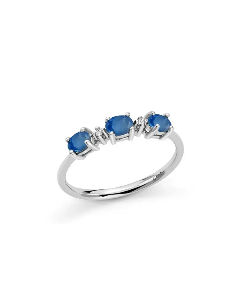 Miluna Anello trilogy in oro 9Kt con zaffiri e diamanti LID3731X