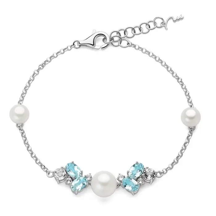 MILUNA Bracciale Celestia Con Perle E Gemma Del Cielo