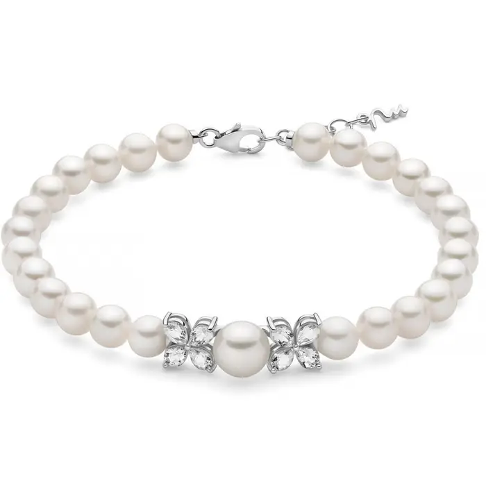 MILUNA Bracciale Di Perle Anastasia Con Centrale Di Topazi