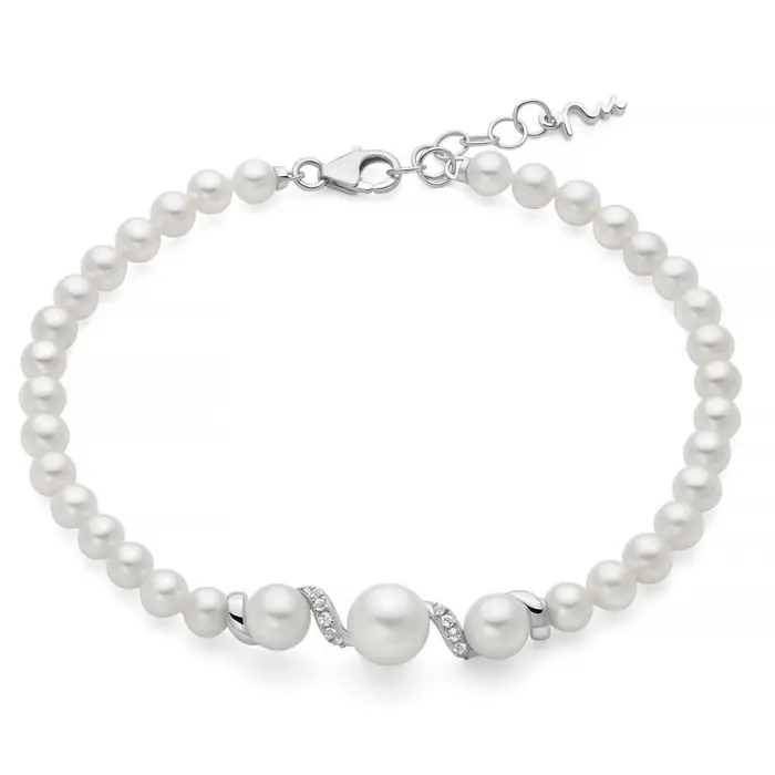 MILUNA Bracciale Di Perle Eclissi - Argento E Topazi