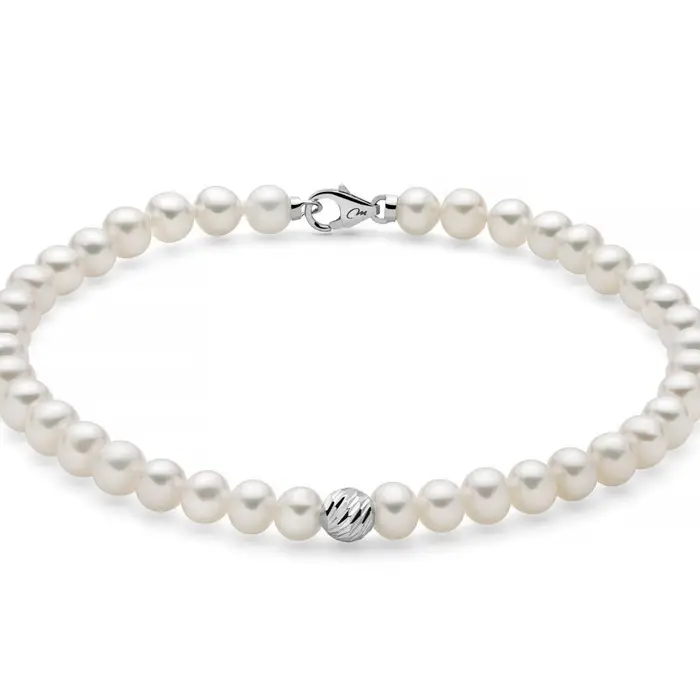 MILUNA Bracciale Di Perle Oriente Con Centrale In Oro Bianco 375
