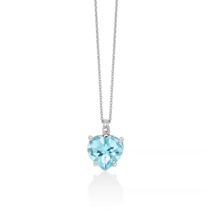 MILUNA Collana Con Pendente Gemma Del Cielo A Cuore E Diamanti In Oro Bianco 375