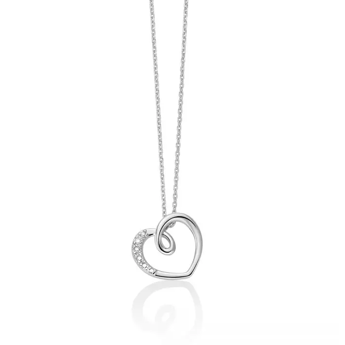 MILUNA Collana In Oro Bianco 375 Con Pendente A Cuore