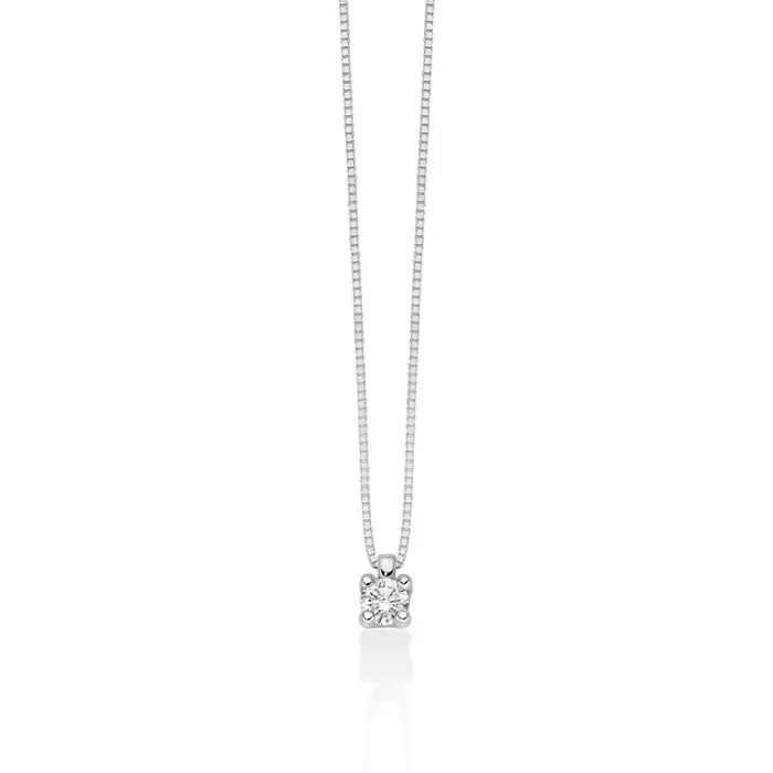 MILUNA Collana Punto Luce Con Diamante In Oro Bianco 750 E Design A Griffe Regolari
