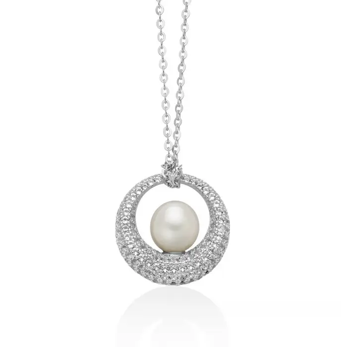 MILUNA Collier Venere Con Pendente In Argento E Perla