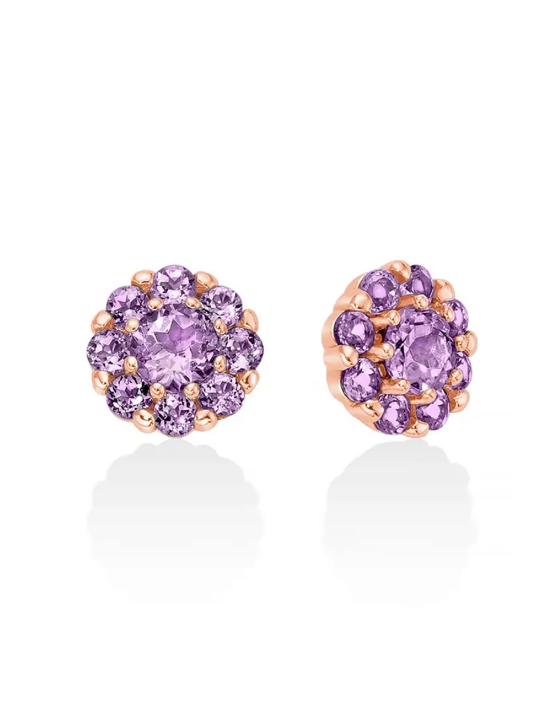 Miluna Orecchini in argento 925 placcato oro rosa con ametista taglio brillante ERD2925