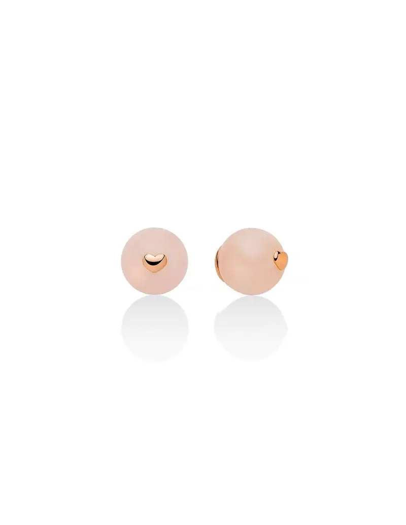 Miluna Orecchini in argento 925 placcato oro rosa con giada color pesca e cuore in oro rosa ERD2833