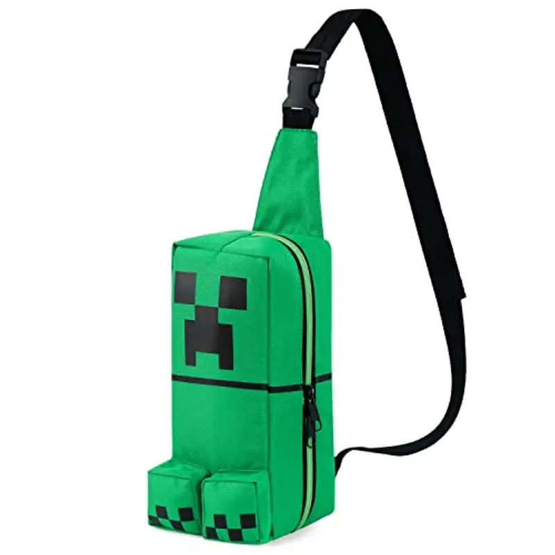 MINECRAFT Borsa Tracolla Bambino Borsa Ragazzo con Tracolla Regolabile per Viaggio Telefono Denaro Regalo per Gamer (Verde)