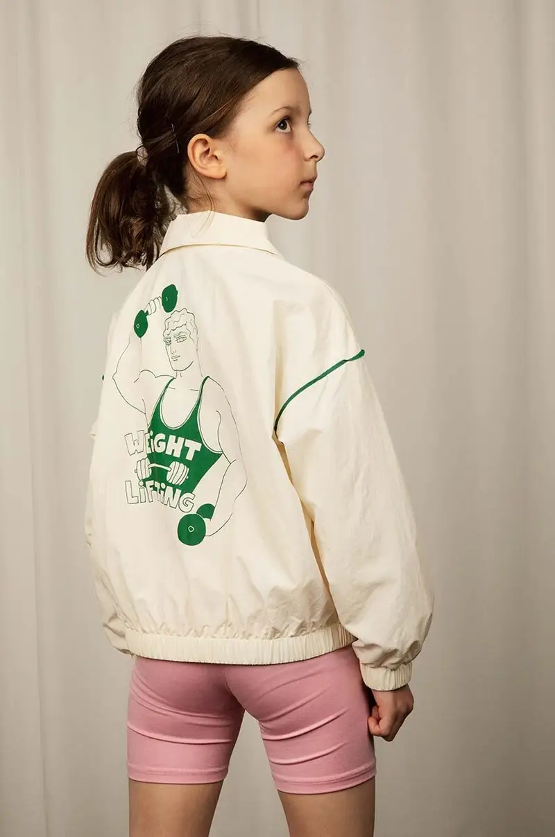 Mini Rodini giacca bomber bambini Weight lifting colore bianco