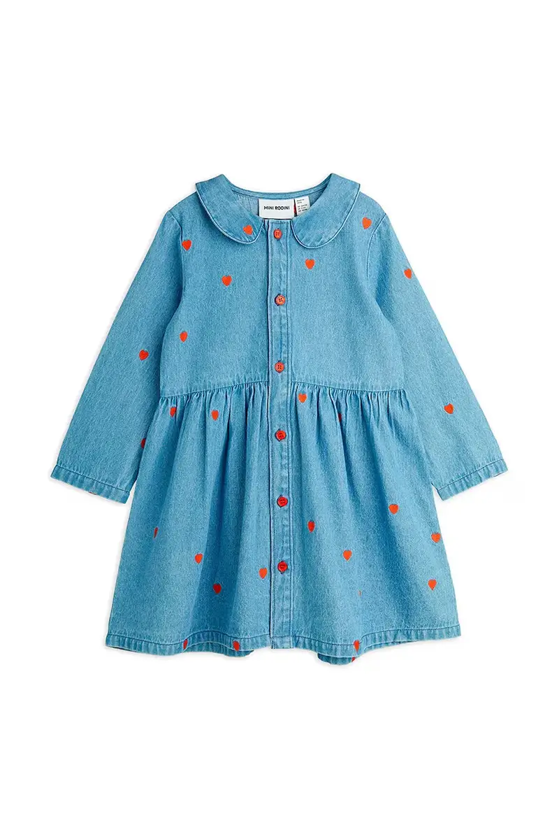 Mini Rodini vestito jeans bambino/a Mini hearts colore blu 2565011360