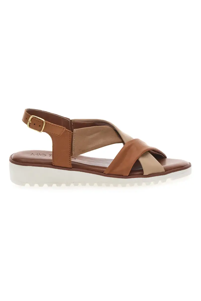 MIO TEMPO Sandali Brandy con Tomaia a Fascia In Vera Pelle 24A030 [BRANDY]